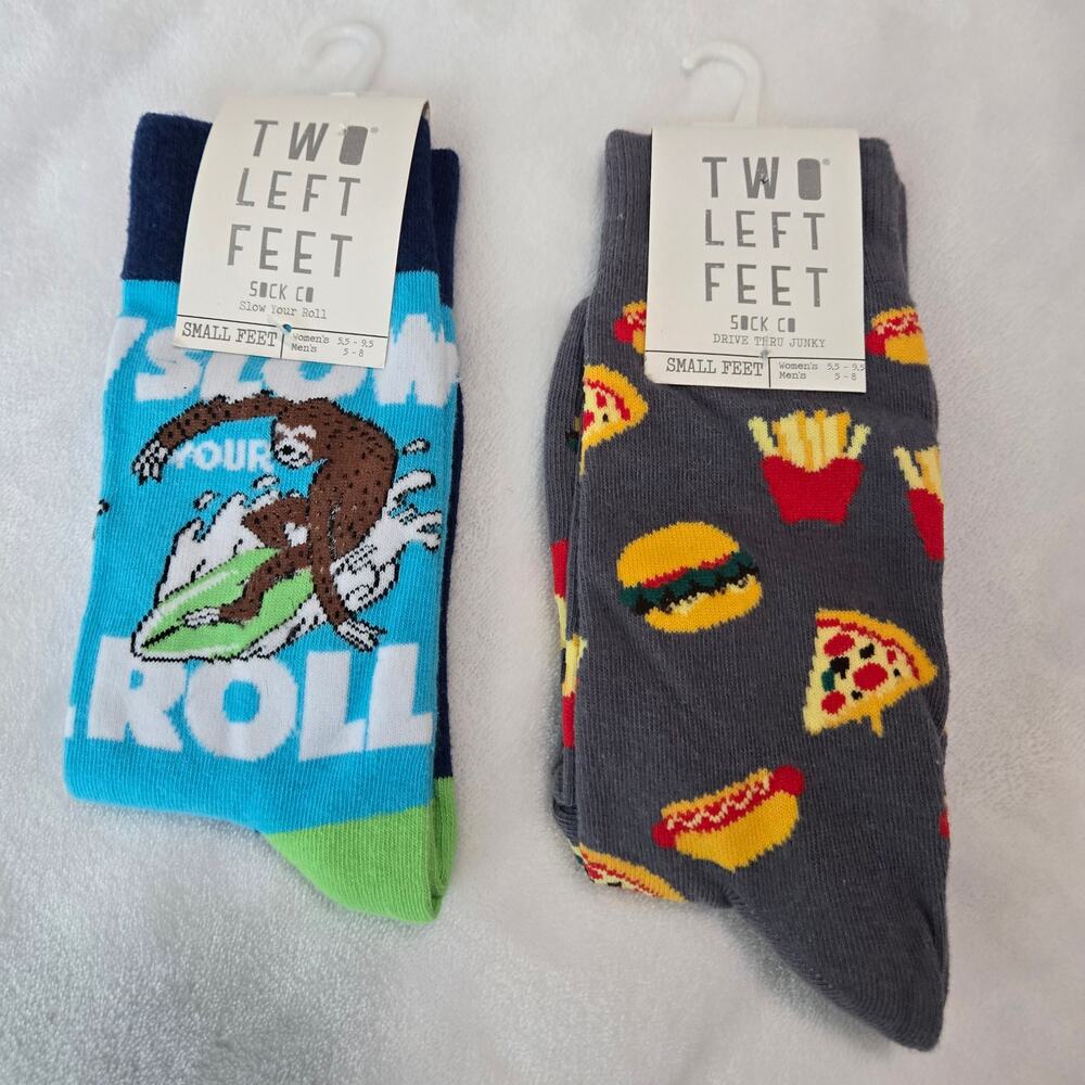 Two Left Feet Socks Bundle 2 Pairs Small Feet Fun Novelty NWT